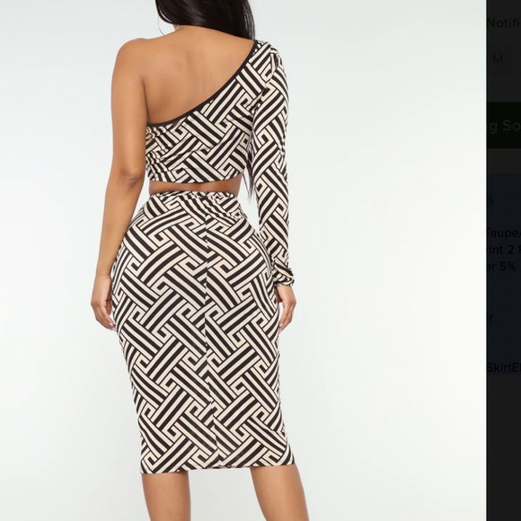 Asymmetrical Crop Top & Pencil Skirt Set Size XL - Picture 2 of 6